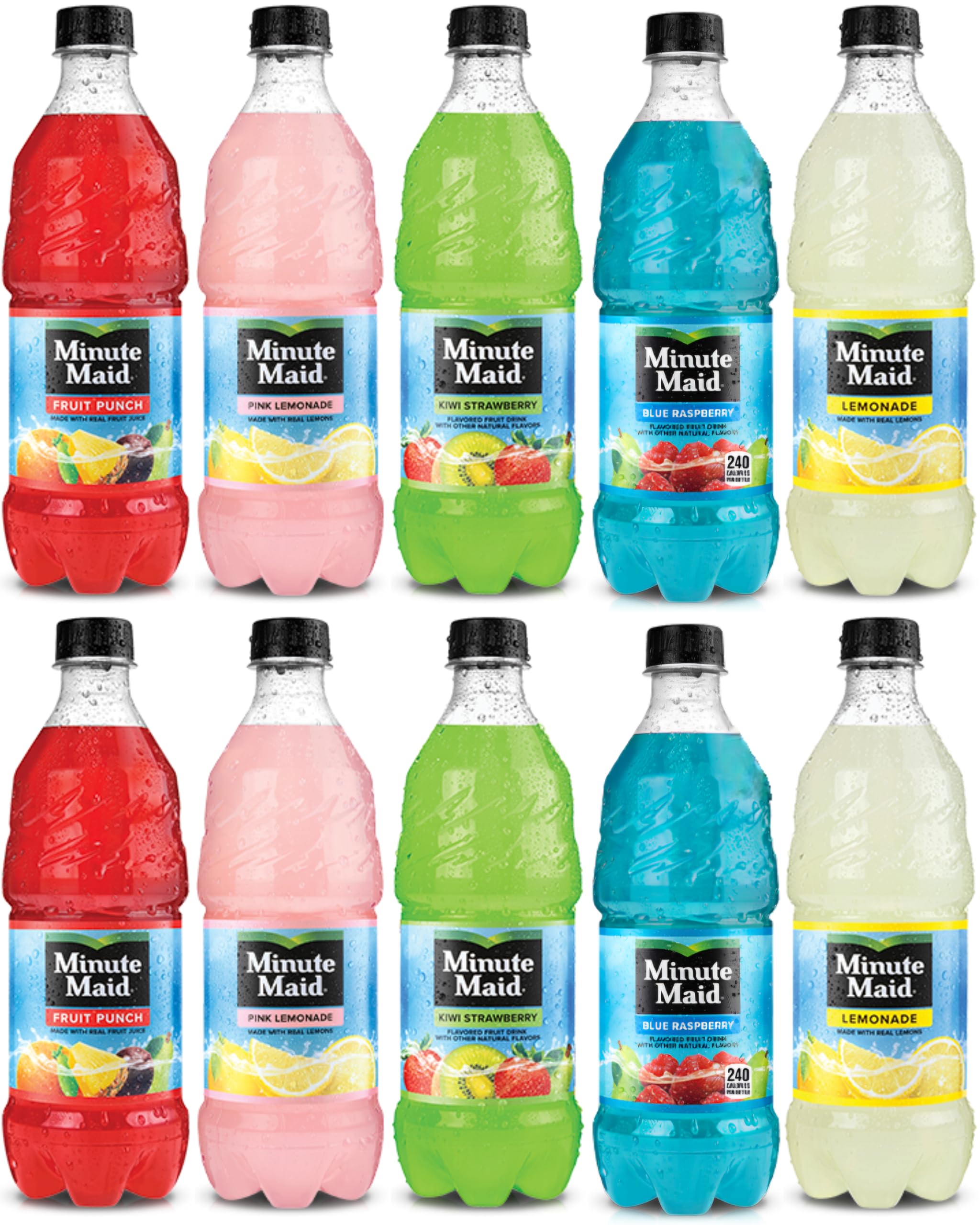 Minute Maid Fruit Punch 5 Flavors Variety Pack, Lemonade And Fruit Drinks 20 Oz (Pack of 10)