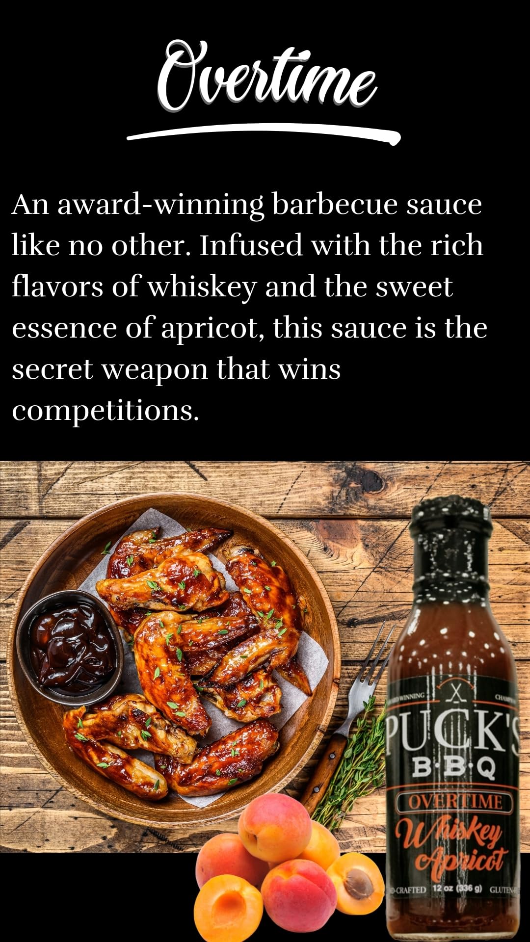 Puck's BBQ Overtime - Whiskey Apricot 12 oz. BBQ Sauce