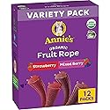 Annie's Organic Fruit Rope Variety Pack, Strawberry and Mixed Berry, Made With Real Fruit, 8.04 oz