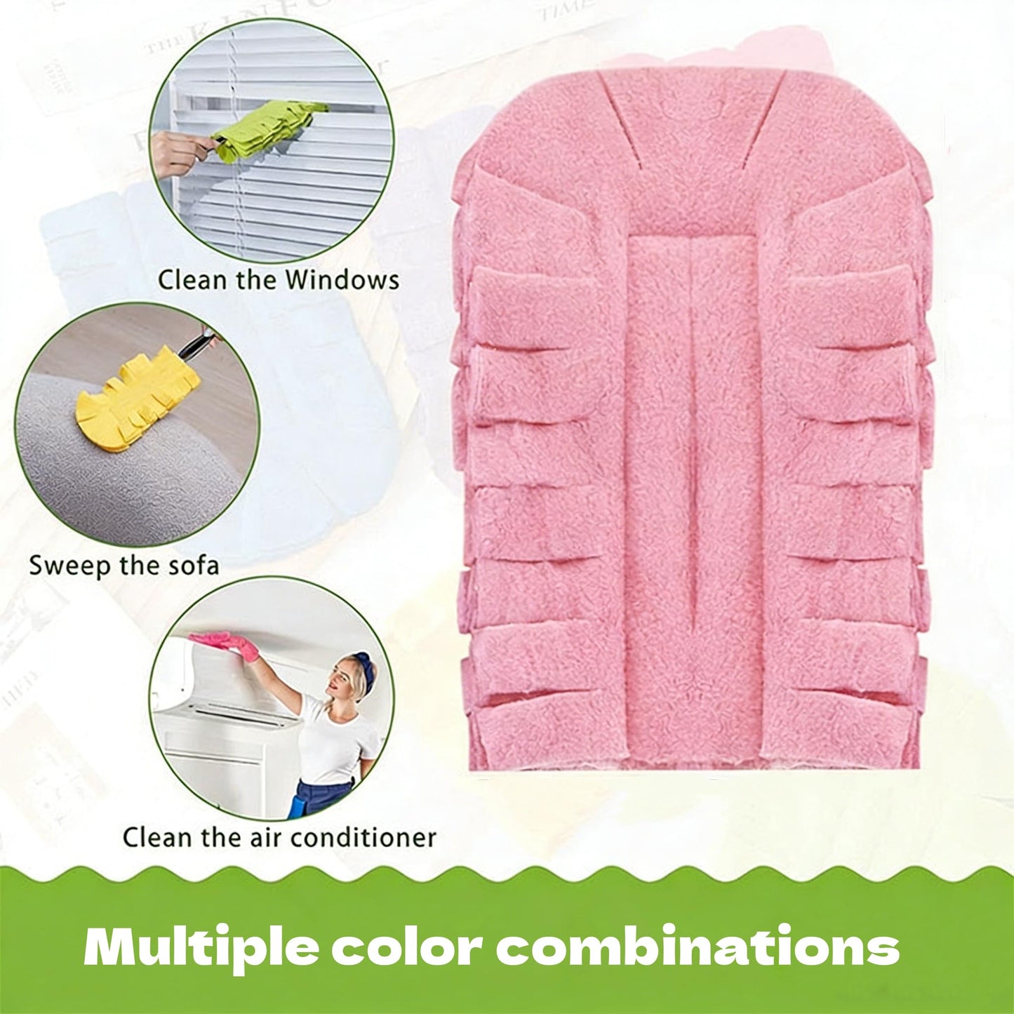 Cookiepapa 7-Piece Set of Reusable Dusting Brush Refills, Washable Microfiber Dusting Pads, Suitable for Home, Blinds, Cars, Pets, Furniture, Fans