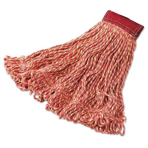 Rubbermaid Commercial Super Stitch Blend Mop Heads, Cotton/Synthetic, Red, Large