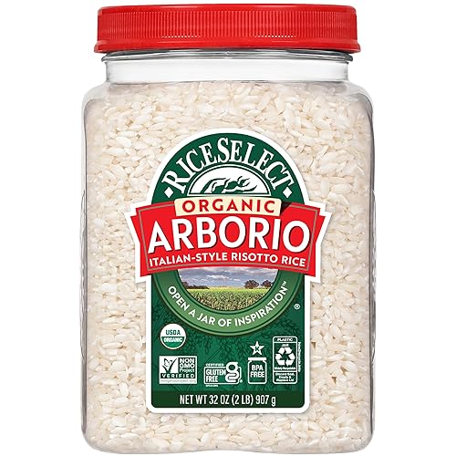 RiceSelect Arborio Rice, Premium Short Grain Italian Risotto Rice, Gluten-Free, Non-GMO, Kosher, 32oz Jar (Pack of 1)