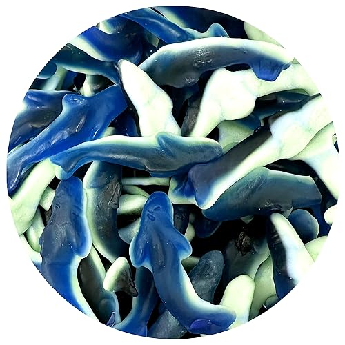 Blue Gummy Sharks Candy, 2 Pound Bulk Bag, The Hampton Popcorn & Candy Company