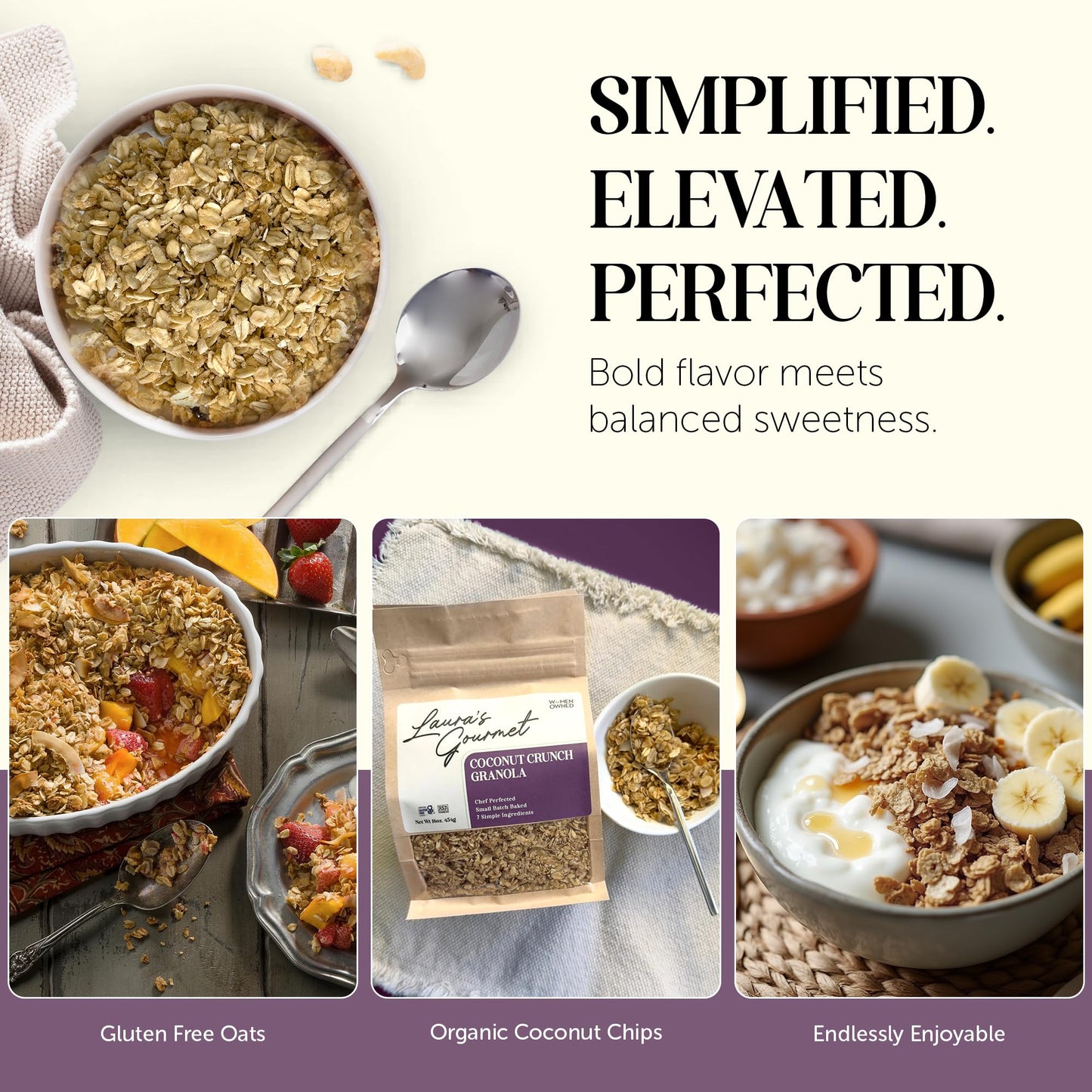 Laura's Gourmet Granola - Coconut Crunch - Gluten, Soy & Dairy Free - Organic Agave, Crunchy Coconut Chip, Organic Oil, Vegan, Chef's Trifecta