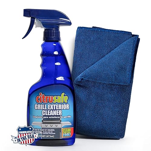 Citrusafe Exterior Grill Cleaner for Outdoor Grill (16 OZ) - Streak Free Clean for Stainless Steel - Safe to use on all Exterior Grills Such as Gas