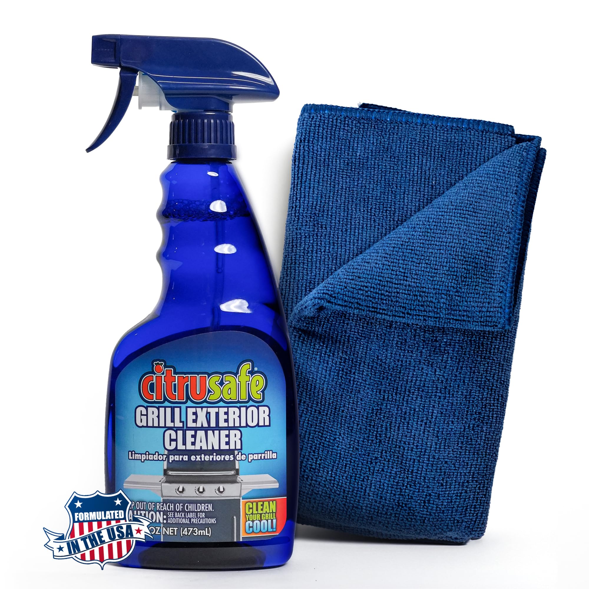 Citrusafe Exterior Grill Cleaner for Outdoor Grill (16 OZ) - Streak Free Clean for Stainless Steel - Safe to use on all Exterior Grills Such as Gas