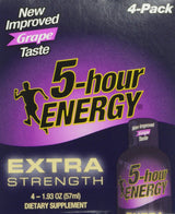 5 Hour Energy(R) Extra Strength Grape Energy Shot, Sugar Free, 4 Calories, 1.93 FL OZ, 4 Count