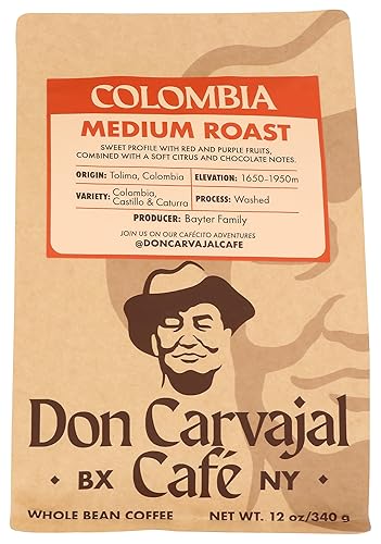 Don Carvajal Cafe Colombia Medium Roast Whole Bean Coffee, 12 OZ