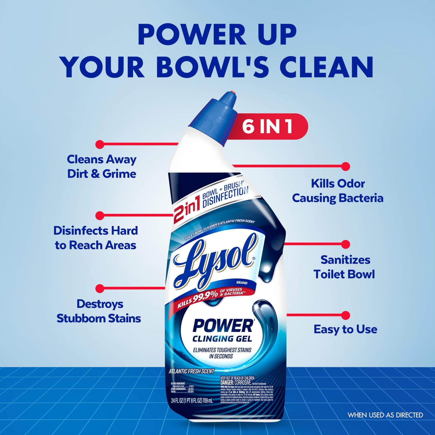 Lysol Toilet Bowl Cleaner, Max Strength Bathroom Cleaning Supplies, Toilet Bowl Cleaner Clinging Gel, Home Essential, Instant Stain Removal