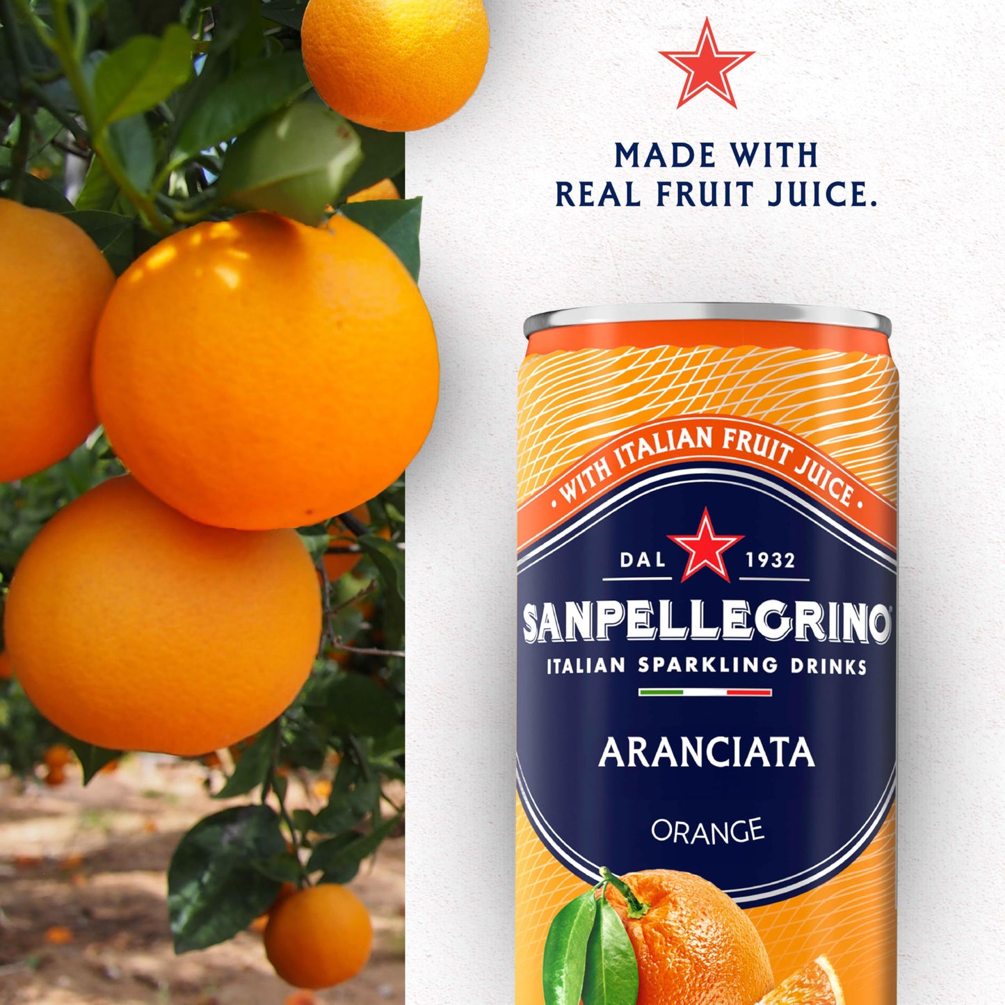 Sanpellegrino Italian Sparkling Drink Aranciata, Sparkling Orange Beverage, 6 Pack Of Cans