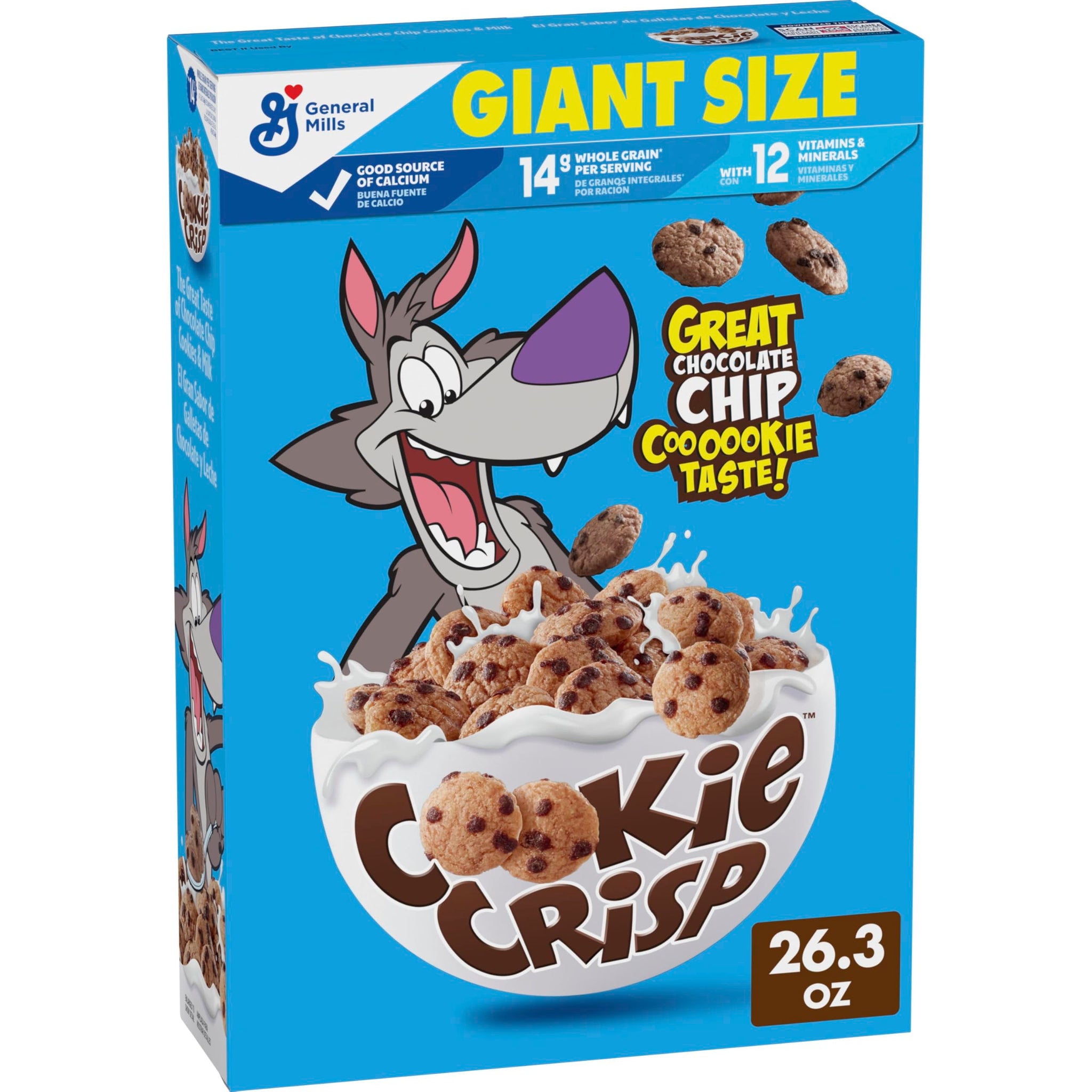 Cookie Crisp Breakfast Cereal, Chocolate Chip Cookie Taste, Made with Whole Grain, Giant Size, 26.3 oz