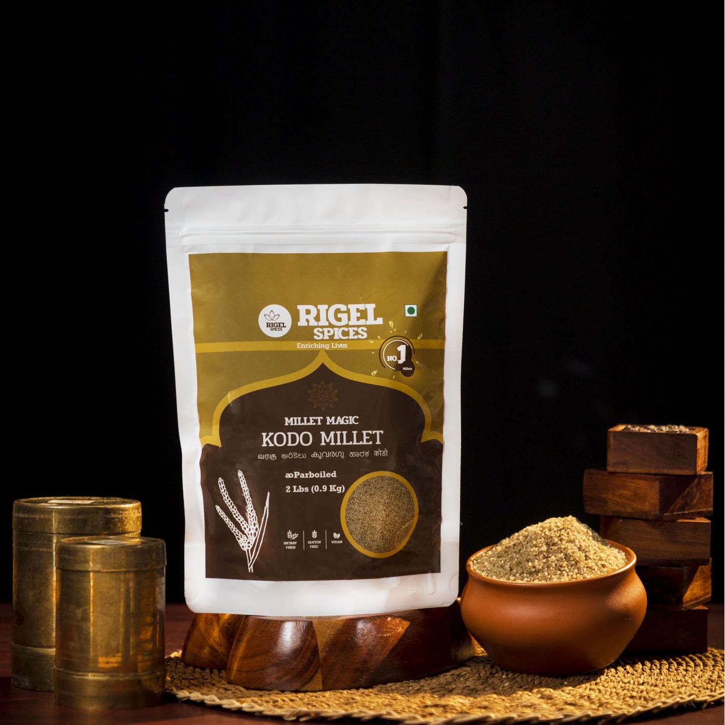 Rigel Spices Kodo Millet | 2lbs resealable pack | Varagu | Non GMO | Gluten Free | Rich in fiber
