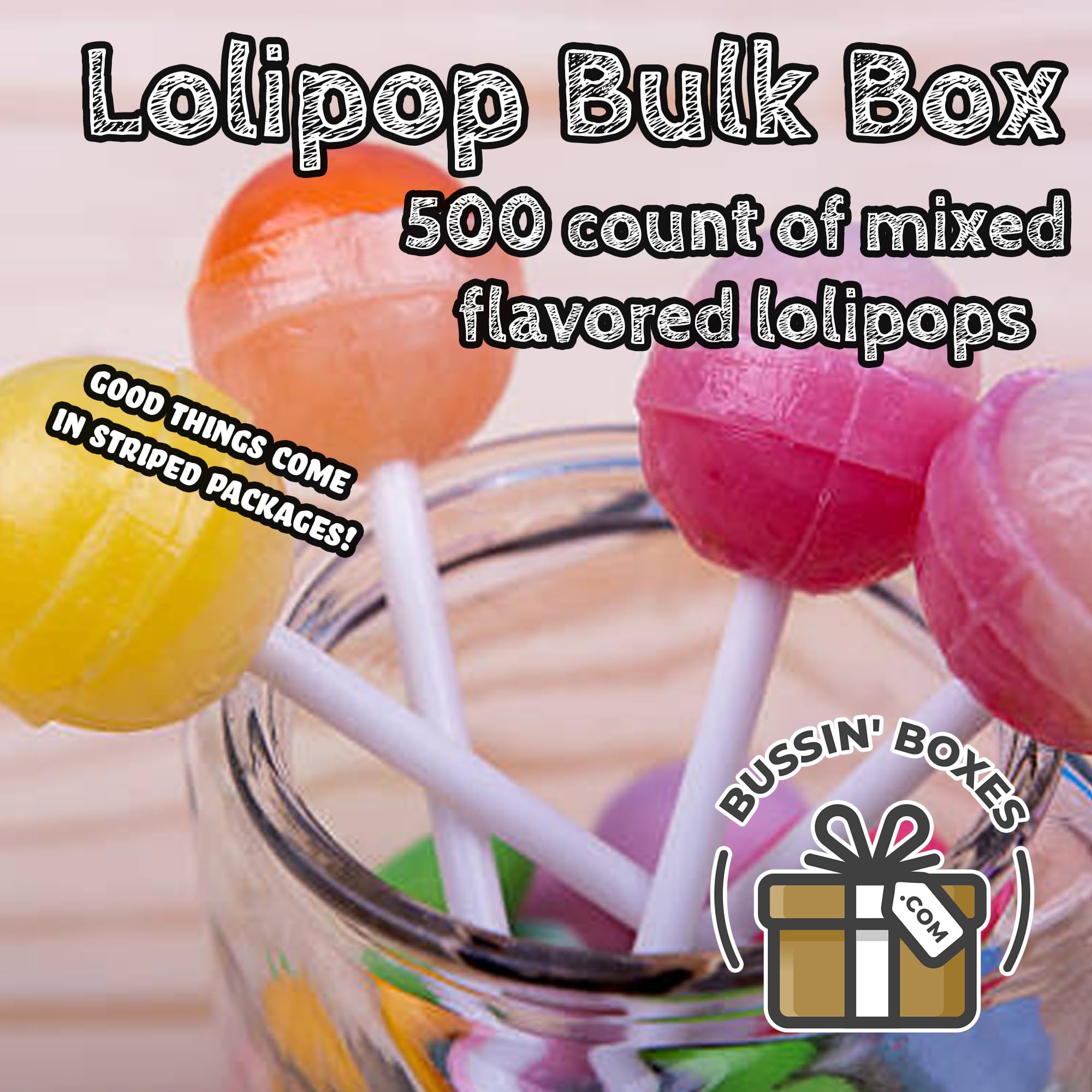 Lollipops Individually Wrapped - 500 Count Bulk Suckers Variety Pack - Assorted Mini Pops for Candy Bowls, Classrooms, Parties, and Gifting Assembled