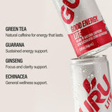 GURU Organic Energy Drinks Variety Pack, Clean Energy Drink with Plant Based Natural Caffeine from Green Tea, Gluten Free and Vegan, 140MG Caffeine