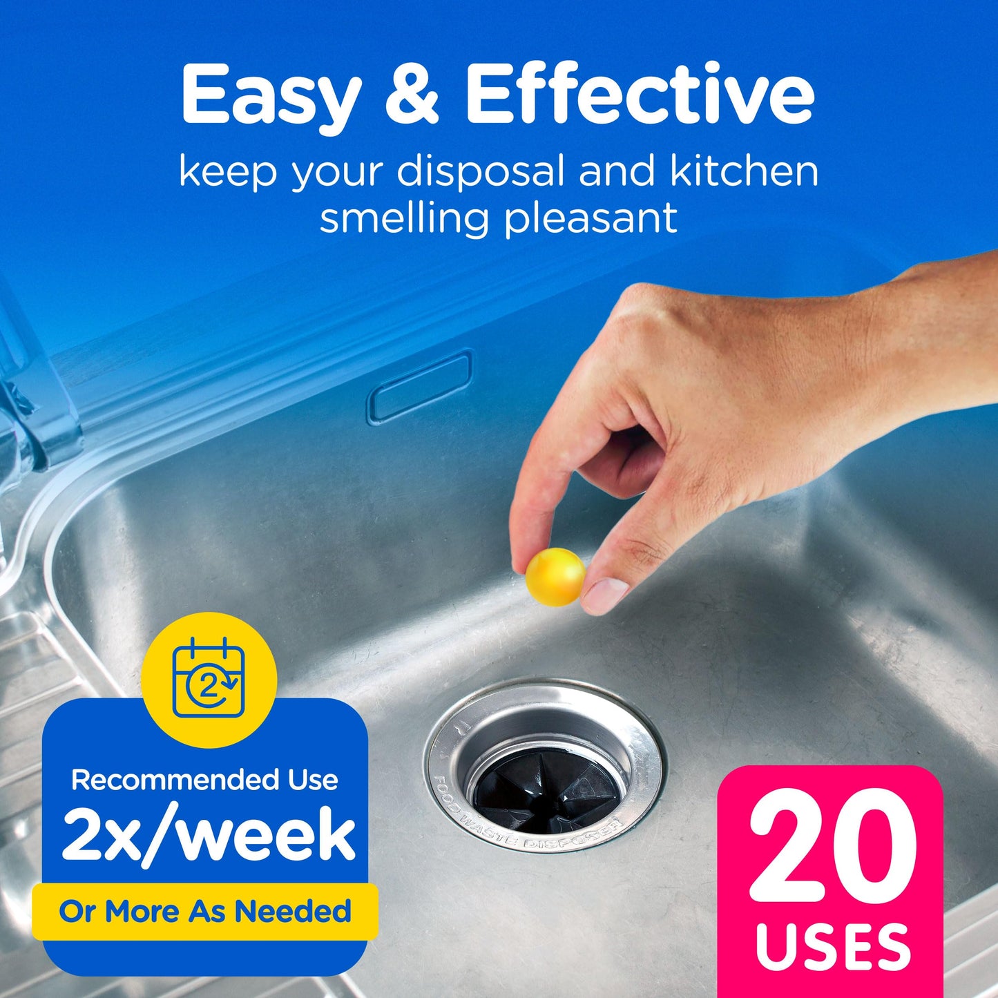 COMPAC HOME Plink Garbage Disposal Cleaner and Deodorizer, Air Fresheners for Garbage Disposal, Lemon Scent, Home Cleaning Products for Kitchen Sink