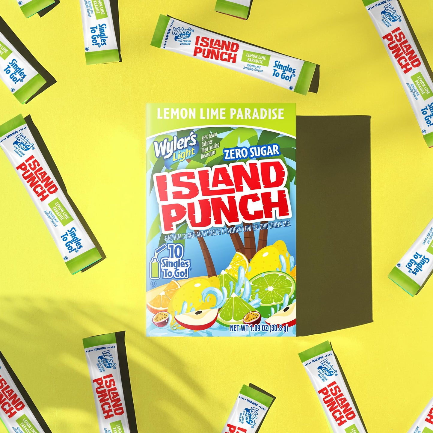Wyler’s Light Island Punch Singles To Go, Lemon Lime Paradise, 1 box with 10 counts.