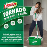 Libman Tornado Spin Mop System with Refill Heads, Microfiber Spinning Mop and Bucket with Wringer Set for Home, Floor Cleaning of Hard-Wood, Laminate