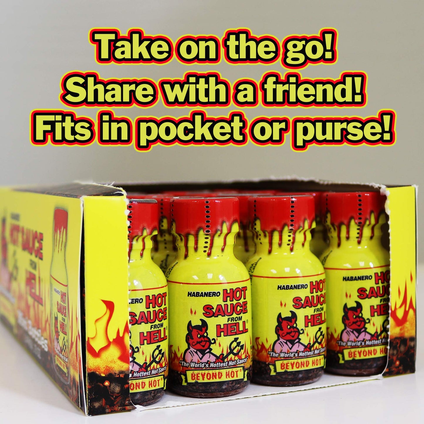ASS KICKIN' HOT Sauce from Hell Premium Hot Sauce Bottles Gourmet Gift Set Travel Size- .75 oz. 24 Pack - Try if You Dare! - Made with Habanero