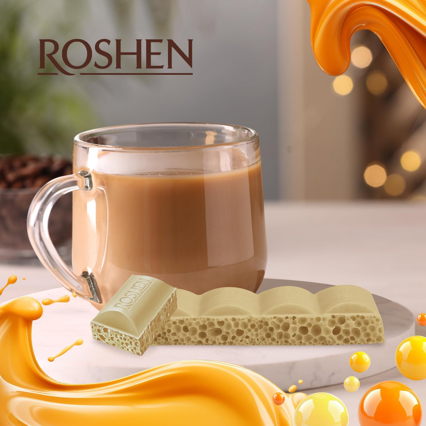Roshen Aerated Bubble Chocolate Bar, White Chocolate with Rich Caramel Taste, 2.82 oz (Pack of 3) Light, Fluffy, Melt-in-Your-Mouth Experience, Kosher