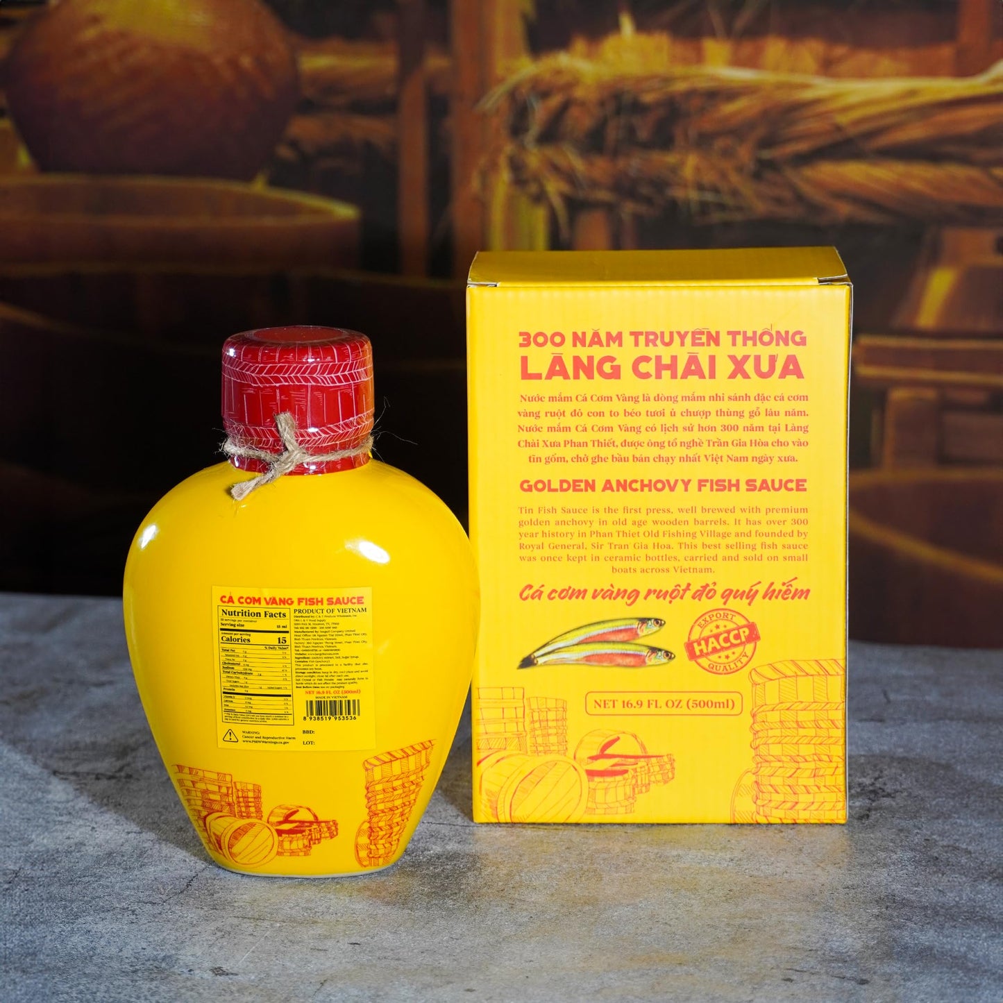 Làng Chài X?a Premium Vietnamese Golden Anchovy Fish Sauce - Authentic and Flavorful Marinades and Sauces for Grilling, Dipping, and Cooking (500ml)