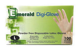 Emerald Digi-Gloves, Powder Free Disposable Latex Gloves (Large)