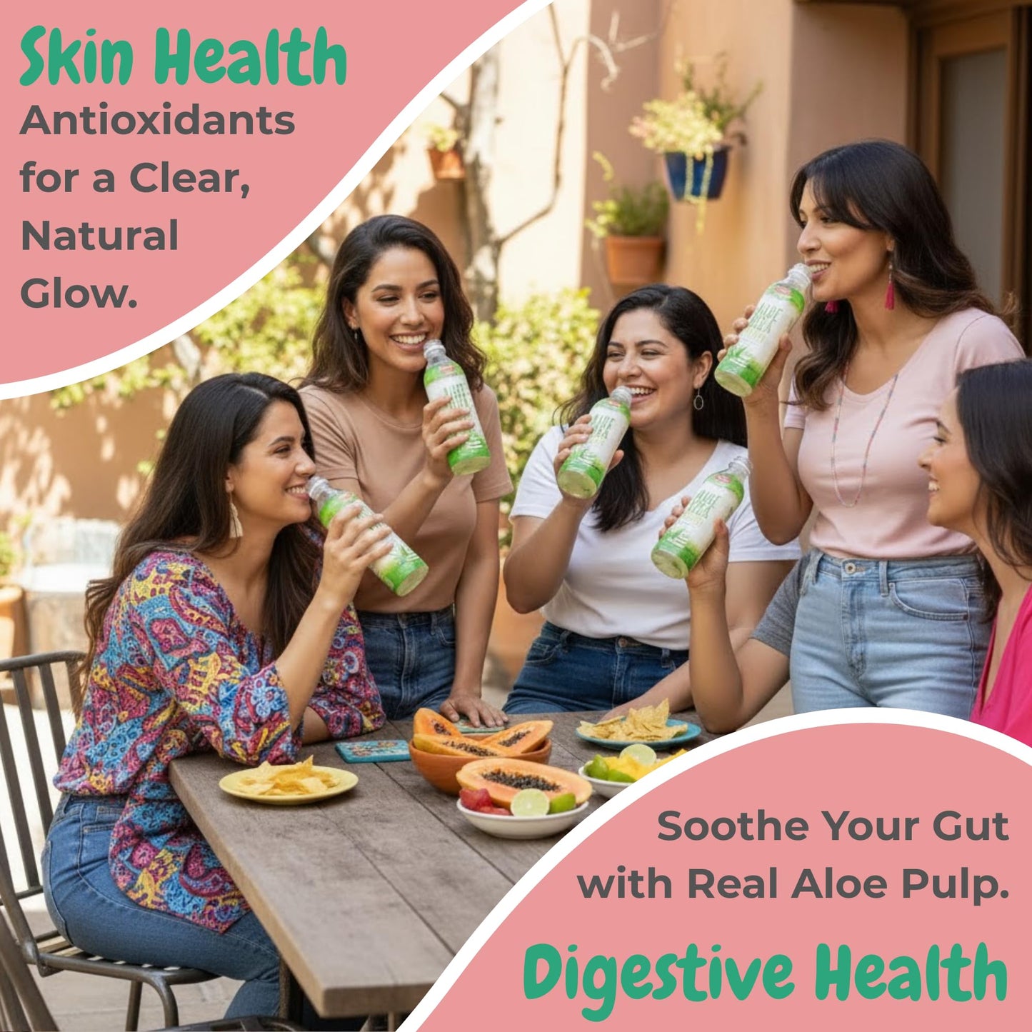 VISVITA Aloe Vera Juice with Real Pulp, Variety Pack | Digestive Health, Hydration & Energy Boost | No Artificial Colors, 16.9 oz, Original (5), Mango