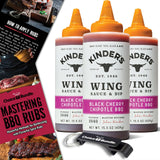Kinder’s Black Cherry Chipotle BBQ Wing Sauce & Dip 3 Pk (46.5 oz) Great to Dip Toss Glaze & More + Barbecue Masters & Bottle Opener (5 Items)!