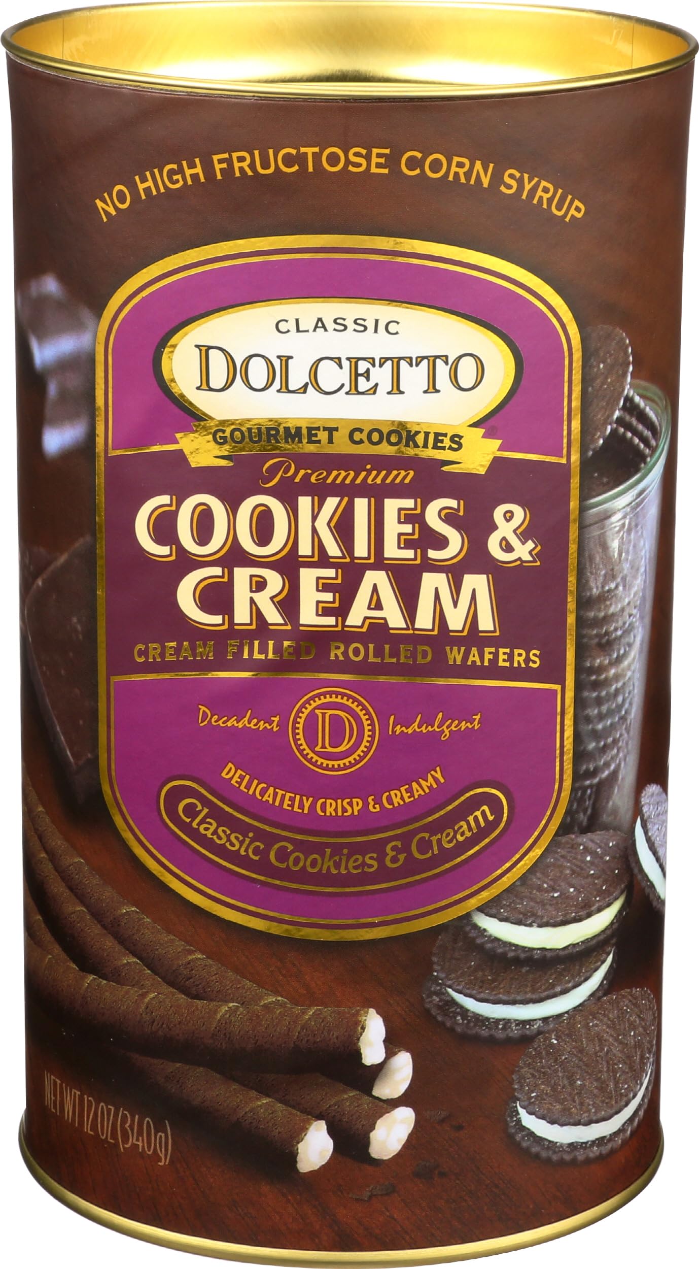 DOLCETTO Dolcetto Wafer Rolls Cookies Cream, 12 OZ