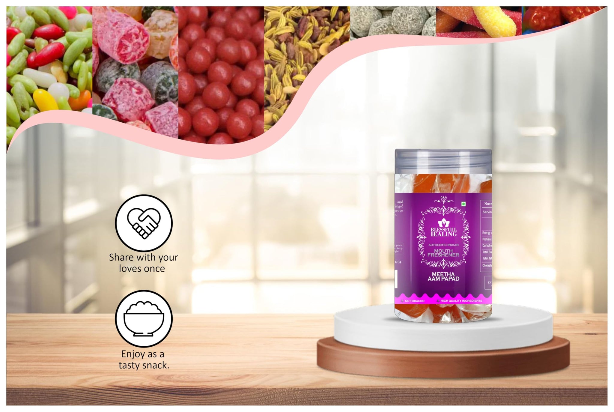 Blessfull Healing Meetha Aam Papad 5 Oz(Ounce) Airtight Container With Spoon