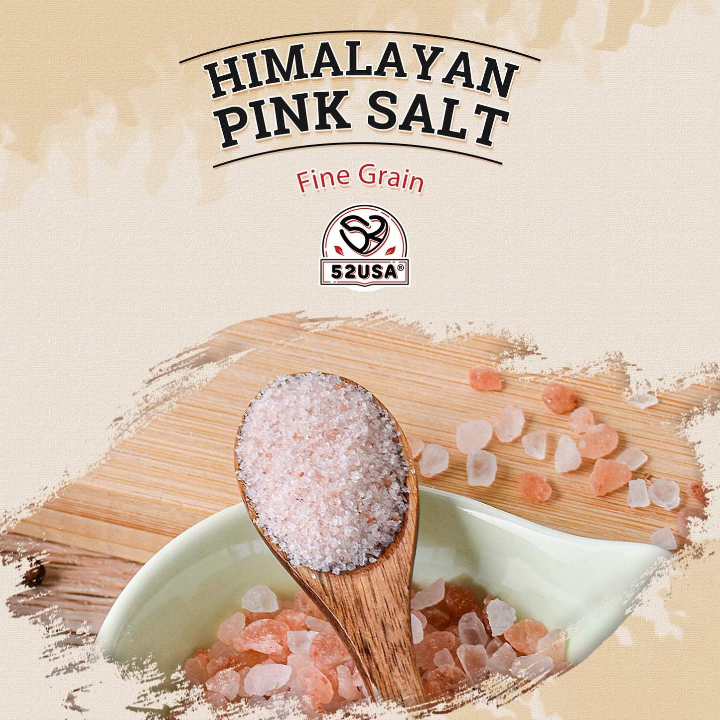 52USA Himalayan Pink Salt Fine, Fine Ground Table and Cooking Salt, 80oz (5 Pound), 100% Real, Pure, Unrefined Himalayan Pink Salt, Pink Himalayan Sea