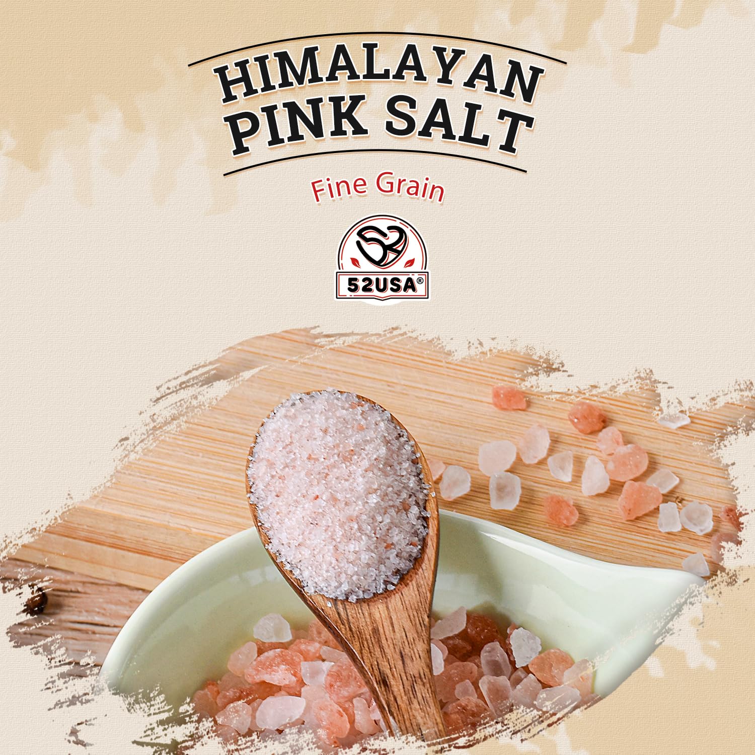 52USA Himalayan Pink Salt Fine, Fine Ground Table and Cooking Salt, 80oz (5 Pound), 100% Real, Pure, Unrefined Himalayan Pink Salt, Pink Himalayan Sea