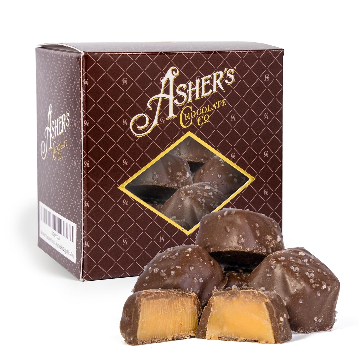 Asher's Chocolates Sugar Free Chocolate Caramels, Individually Wrapped, 10 Creamy Pieces of Caramel in Decorative Boxes, Diabetic Friendly, Gourmet