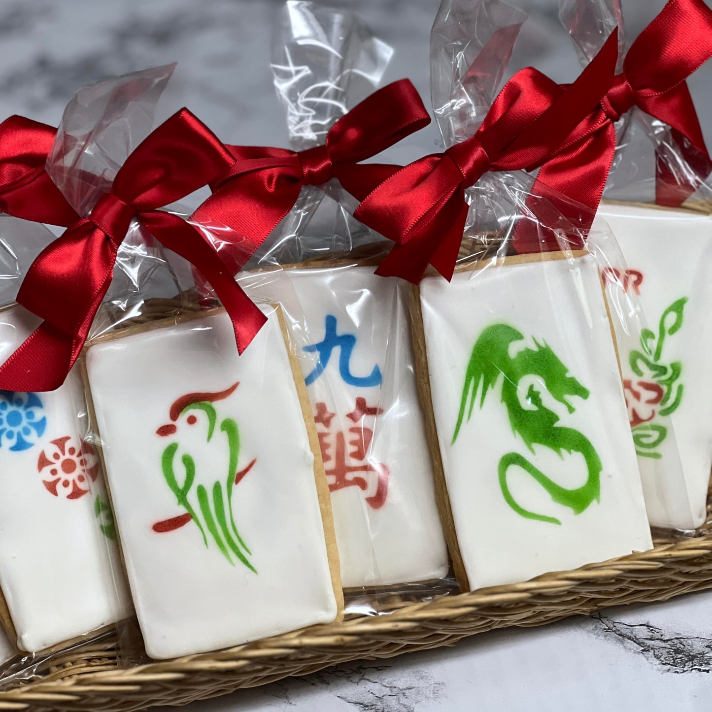 Mahjong Tile Cookies- Set of 6 Crunchy Shortbread Cookies Individually Wrapped by BakersDozenToGo