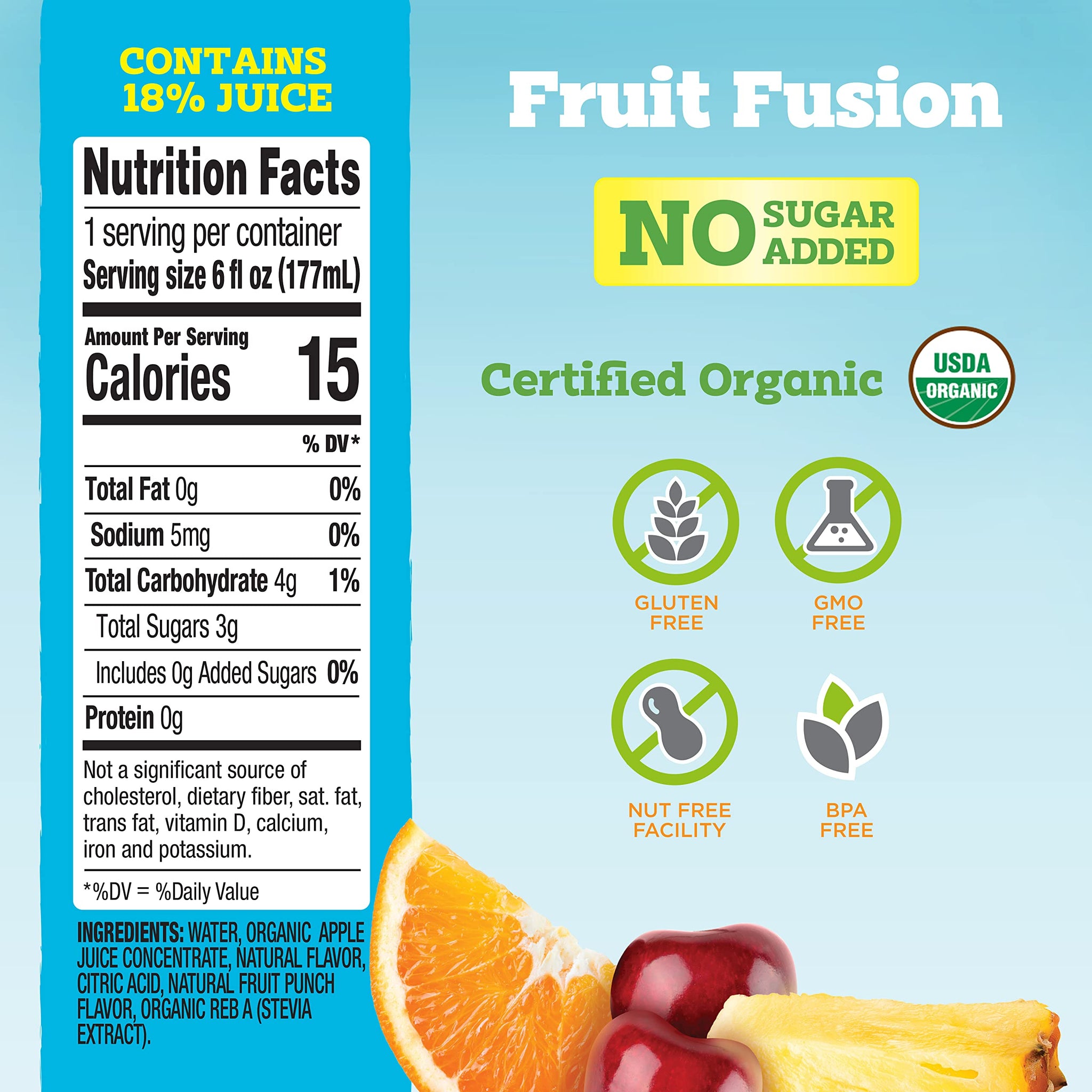 good2grow Organic Fruit Fusion Juice for Kids - Juice Bottles Bulk 24 Pack, Reusable Bottle, No Sugar Added - 6 fl oz, Pack of 24 (Spill Proof Tops