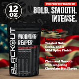 Blackout Coffee Morning Reaper Ground Coffee - Medium Roast, Bold & Strong Flavor - Freshly Roasted 12oz Bag.