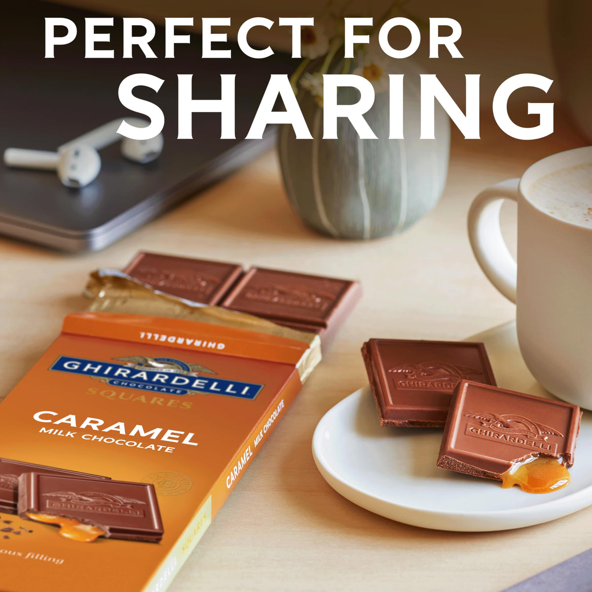 GHIRARDELLI Caramel Milk Chocolate Squares Bar, 4.8 OZ Bar (10 Bars)