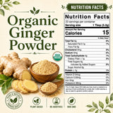 Organic Ginger Powder 16oz (454g) | Ground Ginger Spice from India | USDA Organic, Non-GMO, Gluten-Free | Great for Cooking, Baking, Smoothies, Teas