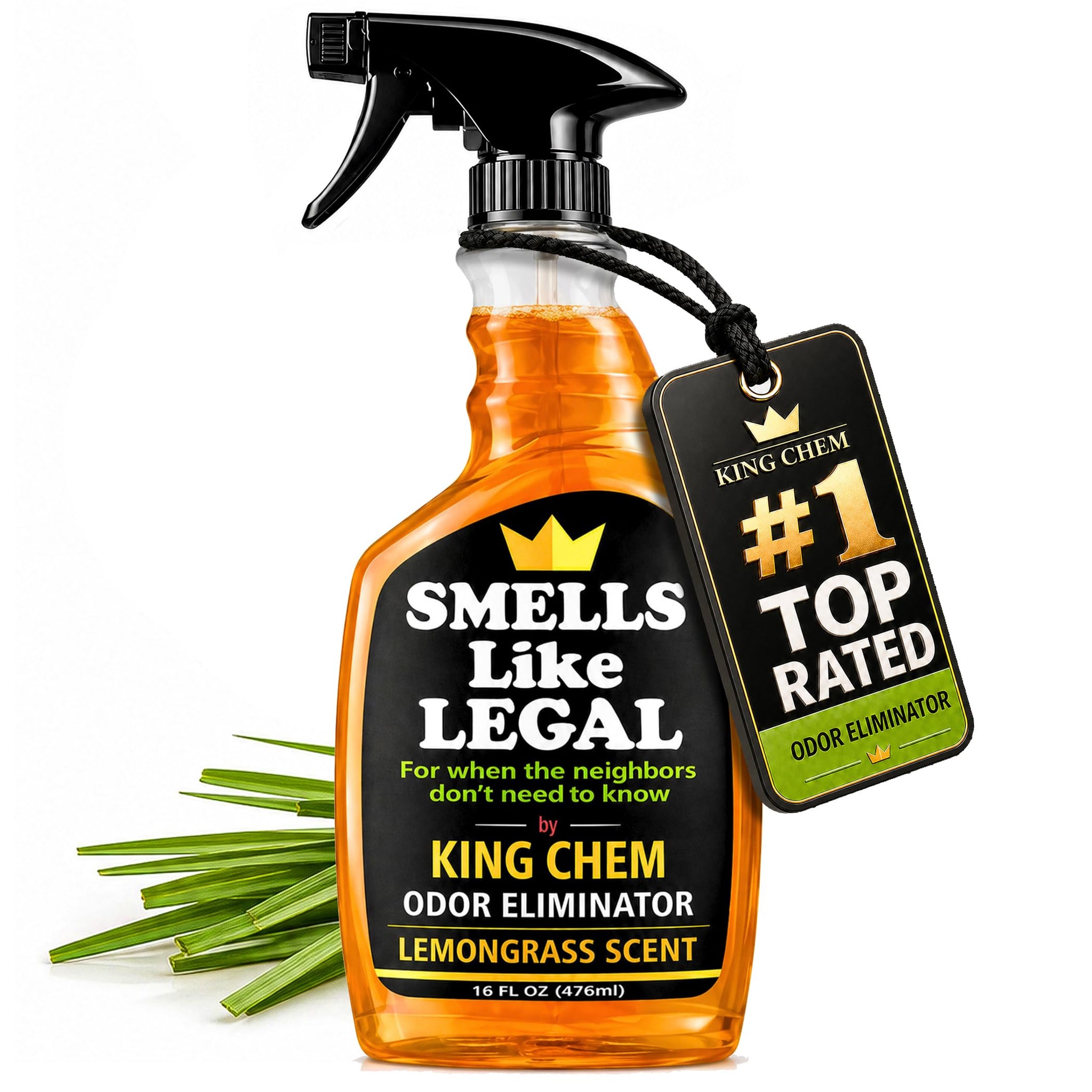 Smells Like Legal™ Lemongrass Odor Eliminator Spray - Powerful Commercial-Grade - Eliminates Smoke, Pet & Food Odors at source - Fabric-Safe