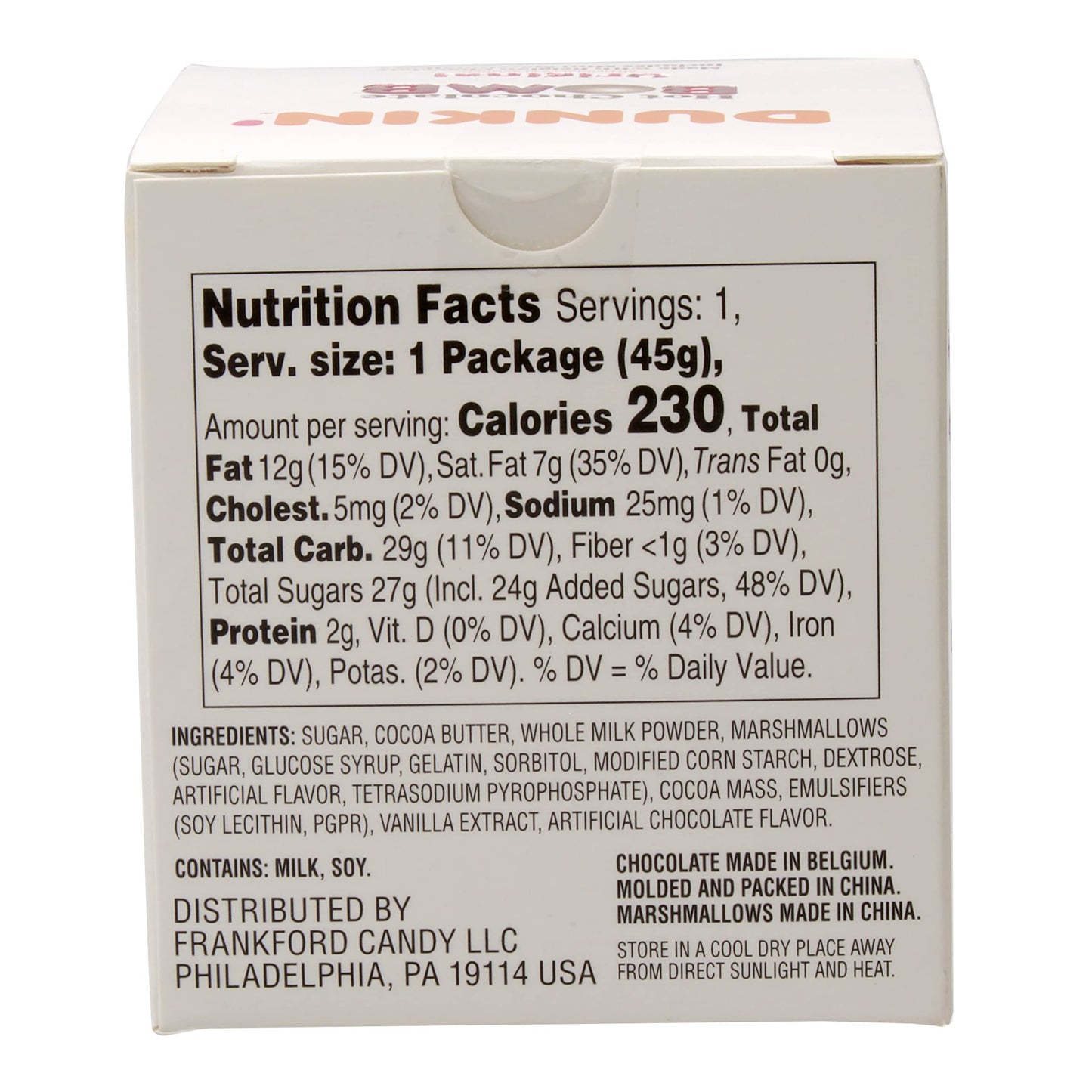 Dunkin' Original Hot Chocolate Bomb, Melting Belgian Milk Chocolate Ball Filled with Mini Marshmallows, Hot Cocoa Treat, 1.6 ounce by Frankford Candy
