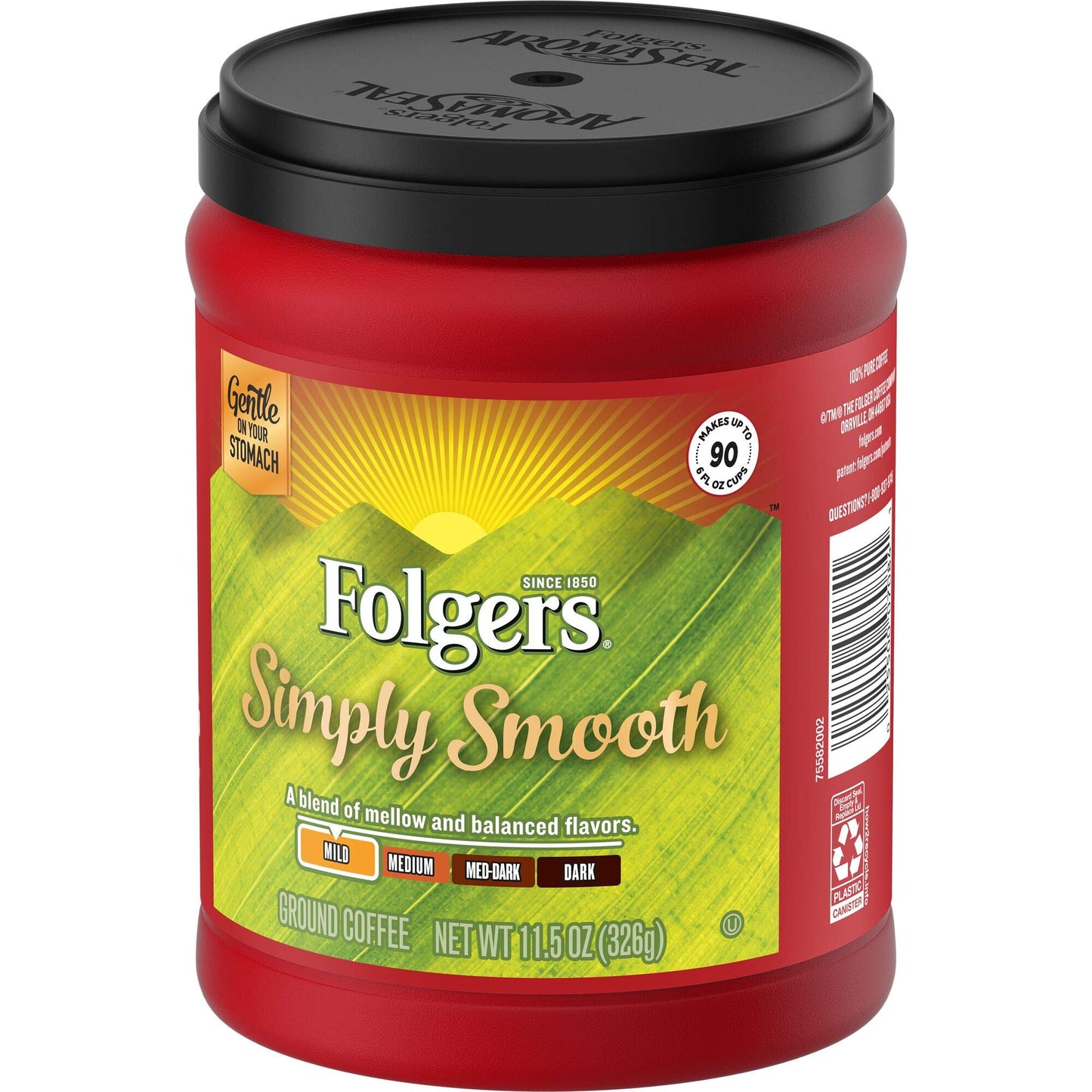 Folgers Simply Smooth Mild Roast Ground Coffee, 11.5 Ounces