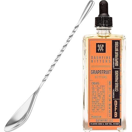 Dashfire Grapefruit Cocktail Bitters Gift Set, Dashfire Grapefruit 100 ml with Cocktailier 7-Inch Bar Spoon