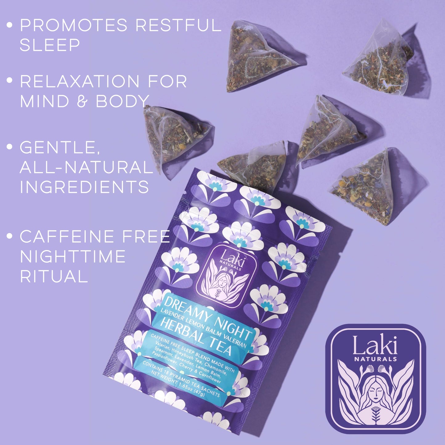 Dreamy Night Sleep Tea (1.65 oz, Pack of 18 Tea Bags) - Sleepytime Calming Caffeine Free Tea Herbal Blend with Valerian Root, Chamomile, Lemon Balm