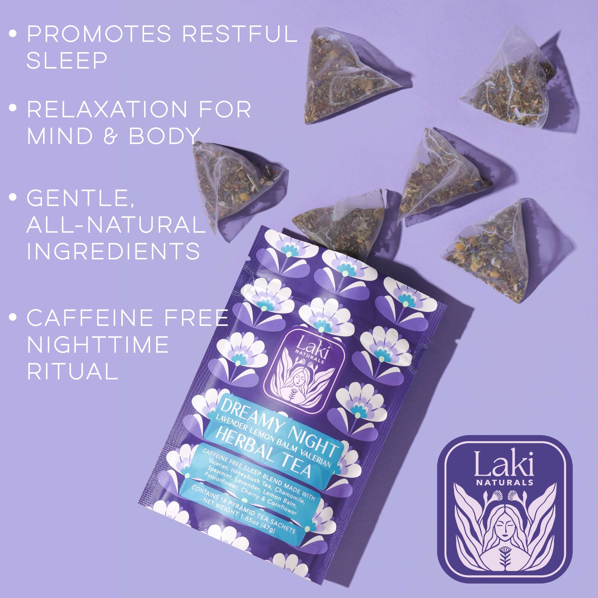 Dreamy Night Sleep Tea (1.65 oz, Pack of 18 Tea Bags) - Sleepytime Calming Caffeine Free Tea Herbal Blend with Valerian Root, Chamomile, Lemon Balm