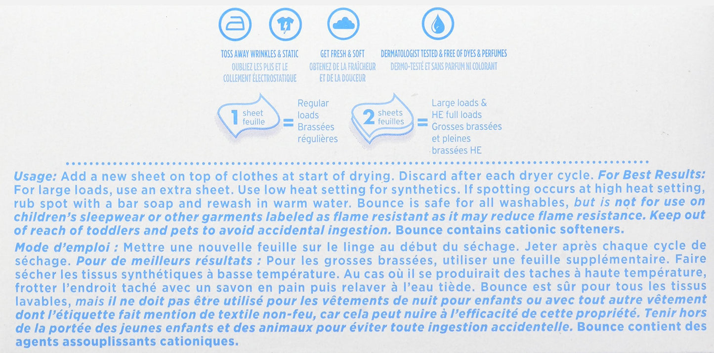 Bounce Fabric Softener Dryer Sheets, Free & Gentle, 160 Count - Packaging May Vary