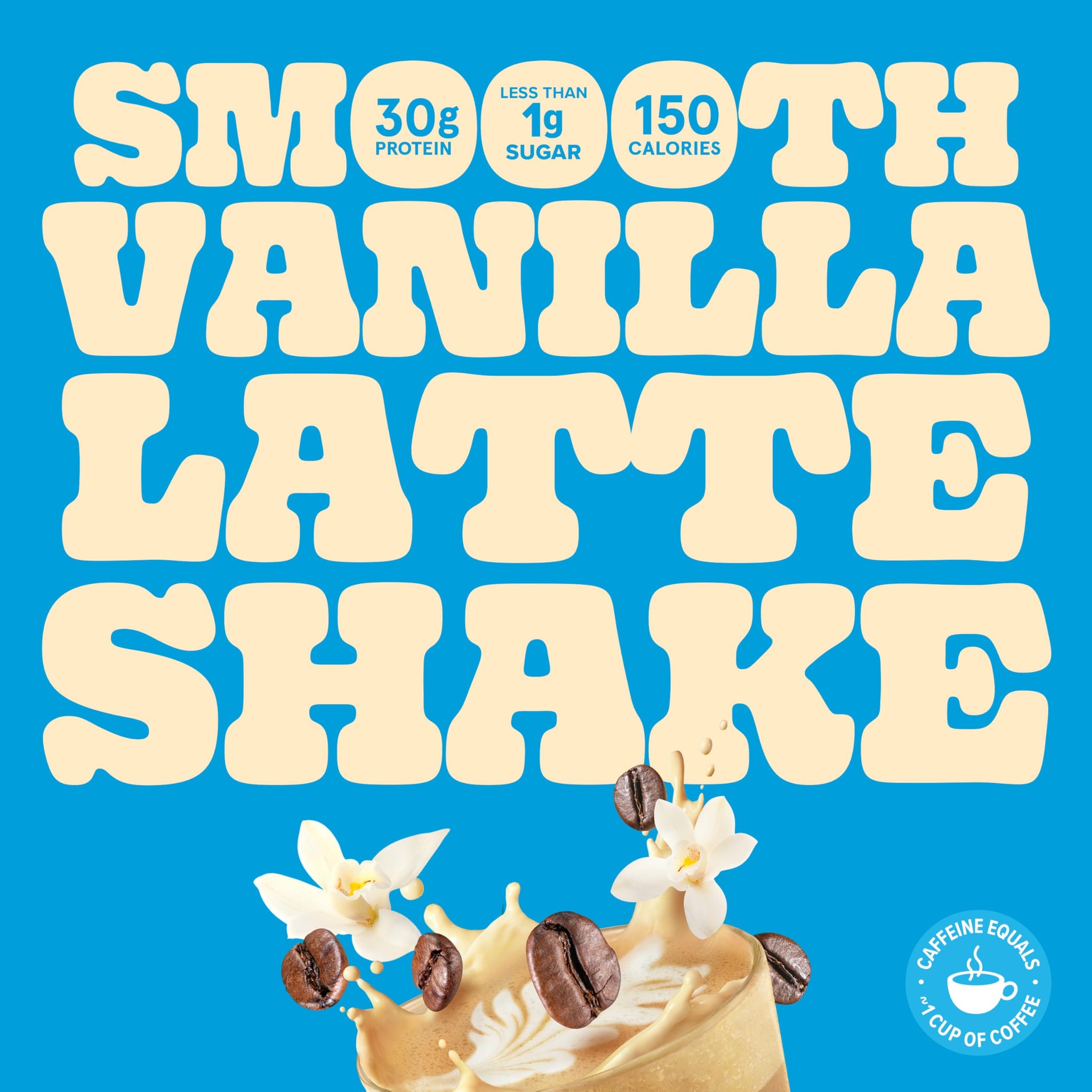 Pure Protein Ready to Drink Protein Shake, Vanilla Latte, 30g Protein, Caffeine for energy + L-Theanine, 150 Calories, Less than 1g Sugar, 4g Fiber