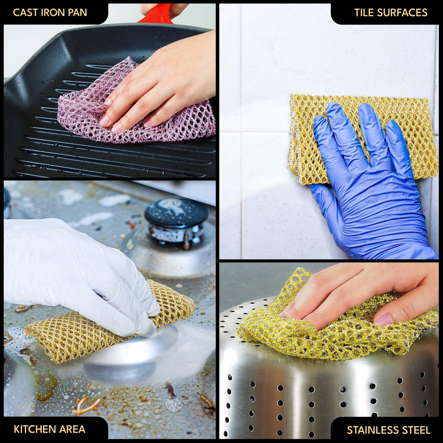 The Crown Choice Heavy Duty Non-Scratch Dish Scrubbers for Cleaning Dishes & Pots (6Pcs) - Replace Kitchen Sponges for Dishwashing with Our Scouring