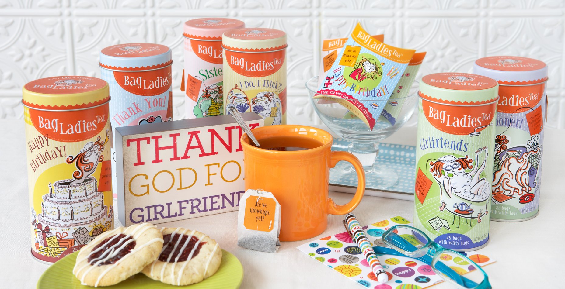 Bag Ladies Tea Presents Girlfriends Tea Pouch - Each Pouch Contains 5 Teabags Individually Tagged with 5 Different Witty and Thoughtful Quotes, Made