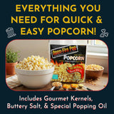 Wabash Valley Farms Open Fire Popcorn Popping Kits - All-You-Need Movie Night Kit - Includes Yellow Popcorn Kernels, Salt & Oil For Outdoor Popping