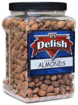 Roasted Salted Almonds by It’s Delish - 2.5 lbs Jumbo Reusable Container (Jar) - Kosher Snacking Almond Nuts with Sea Salt