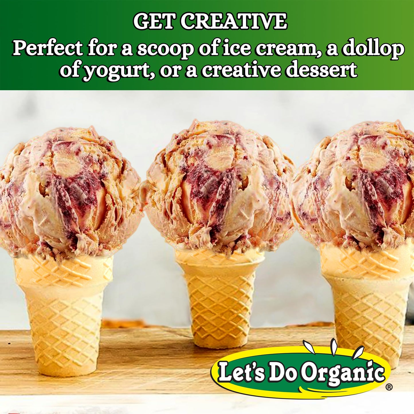 Lets Do Organic Ice Cream Cones - Sugar Cones for Ice Cream, Mini Ice Cream Cones, Ice Cream Cups, Crispy Cones, Mini Cake Cones - 1.2 Oz (Pack of 1)